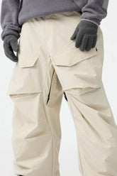 Pantalones de nieve holgados, resistentes y utilitarios, de color beige, para hombre